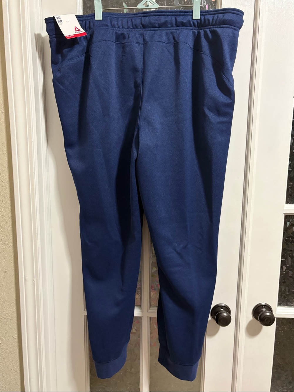 Reebok Slim Jogger Pants Dark Blue Teal Stripe Athletic Activewear - Men's 3XL - Picture 4 of 12